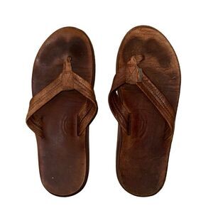 Men's Rainbow Double Arched Brown Flipflop Sandals - Size 8.5-9.5
